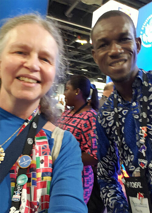 Anne Hayner with Placyde Tankoano from the US Embassy Ouagadougou at the 2023 NAFSA Conference