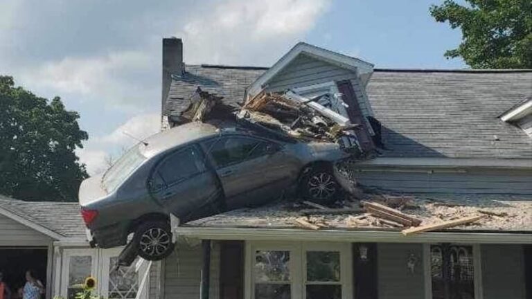 Car crashes into second floor of a house, and cops say driver did it on purpose